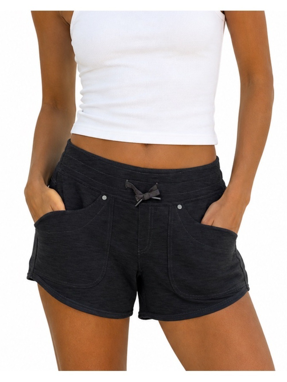 KÜHL MØVA Stretch Athleisure Travel Shorts Heather Gray Drawstring Women's 4
